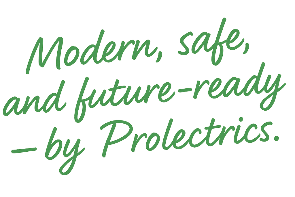 graphic text Modern, safe and futire ready